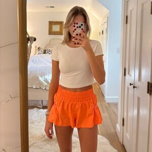 Free people orange Get Your Flirt On shorts